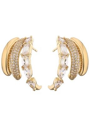 Gold Plated Crystal Pavé Ear Crawler Earrings